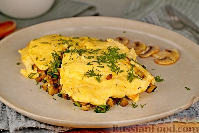 яйца, шампиньоны, лук зелёный, карри, кориандр молотый, сметана, соль, перец молотый, зелень укропа