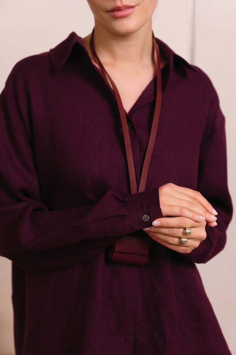 Костюм из премиального льна с брюками «Винный поцелуй»