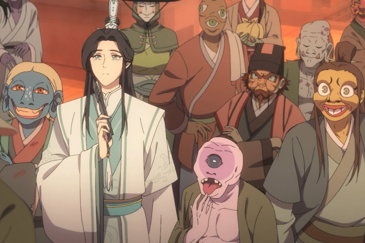 Эстетика сериала восхищает — изысканные костюмы, детально проработанные пейзажи и захватывающие сцены сражений. Источник: кадр из аниме «Благословения небожителей» / Haoliners Animation League📷
