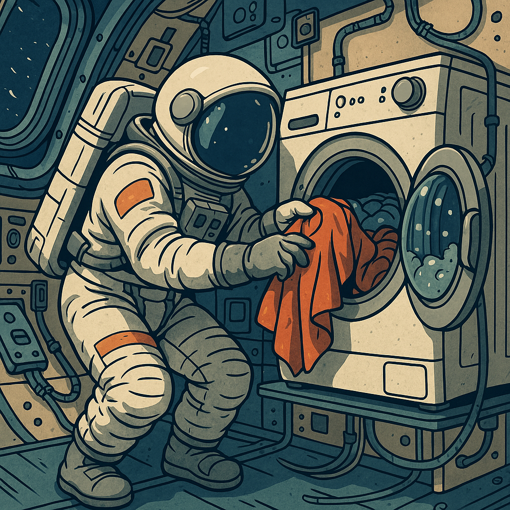 Пофантазировал, как бы космонавты могли стирать)