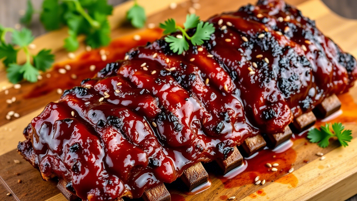Свиные ребрышки с соусом барбекю