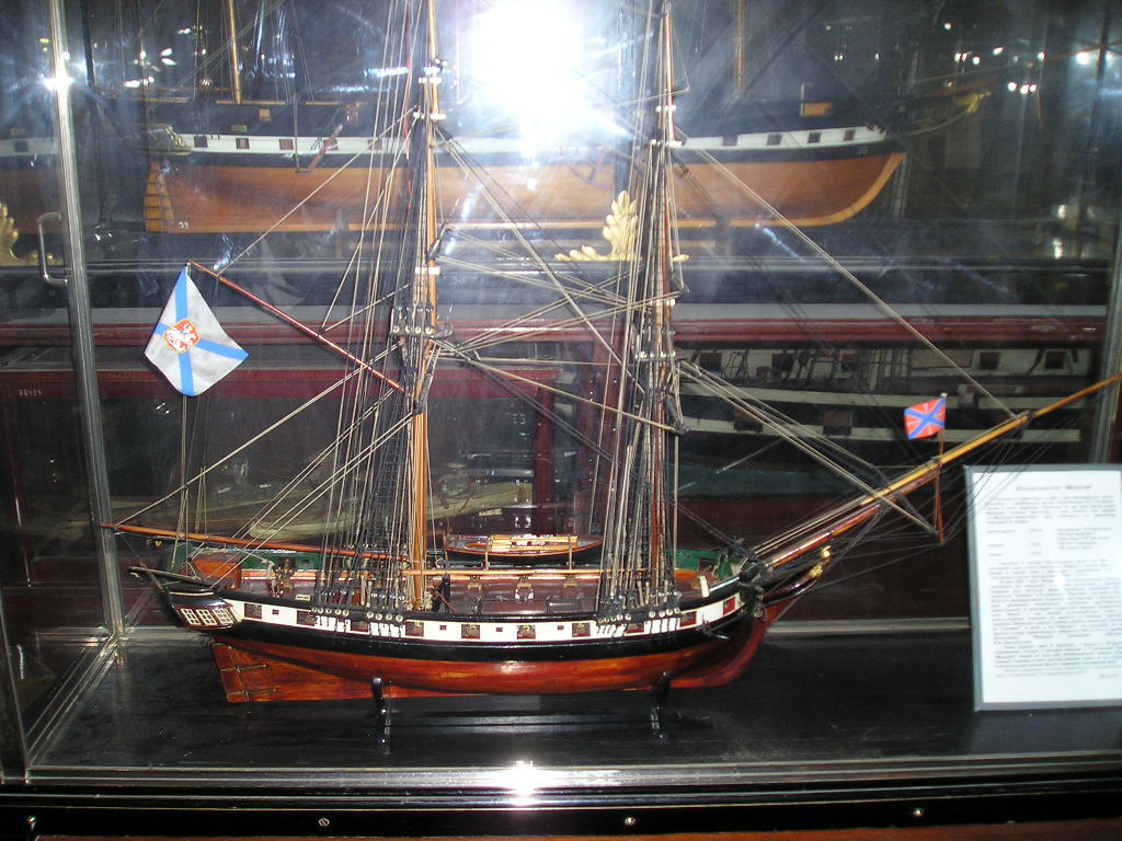 Модель брига "Меркурий" в Центральном военно-морском музее Санкт-Петербурга