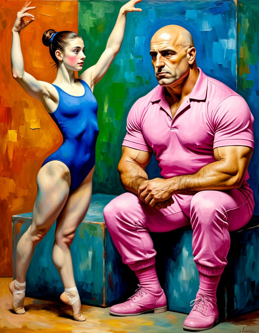 Гимнастка и борец