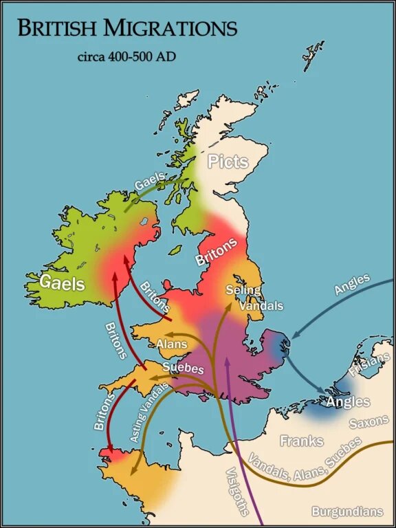 Направление варварских вторжений в Британию