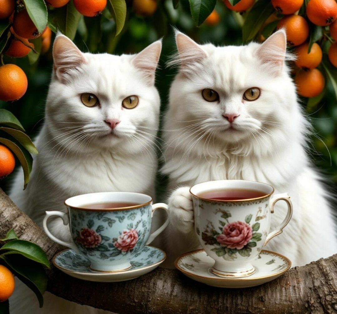 Котики и чай из мушмулы.