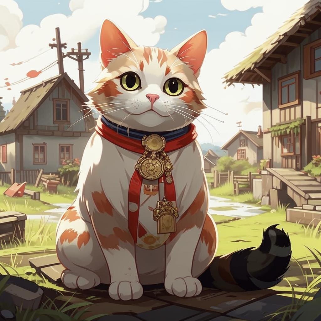 Японский кот удачи Манеко-неко по версии Кандинского