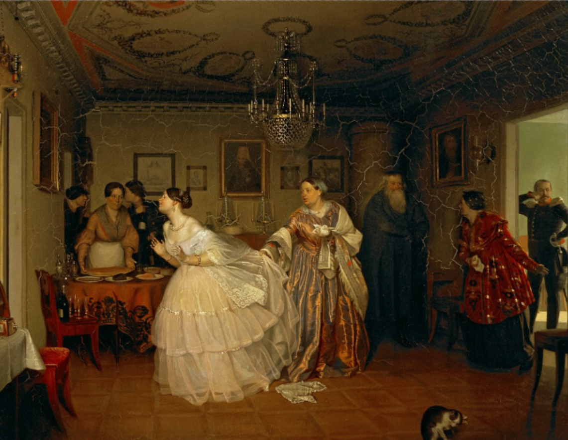 П.А. Федотов, Сватовство майора, 1848, холст, масло. 58,3х75,4, Государственная Третьяковская галерея