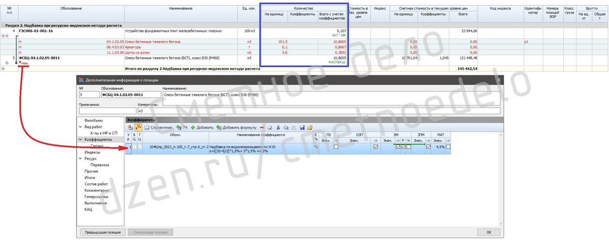 Начисление надбавок при ресурсно-индексном методе
