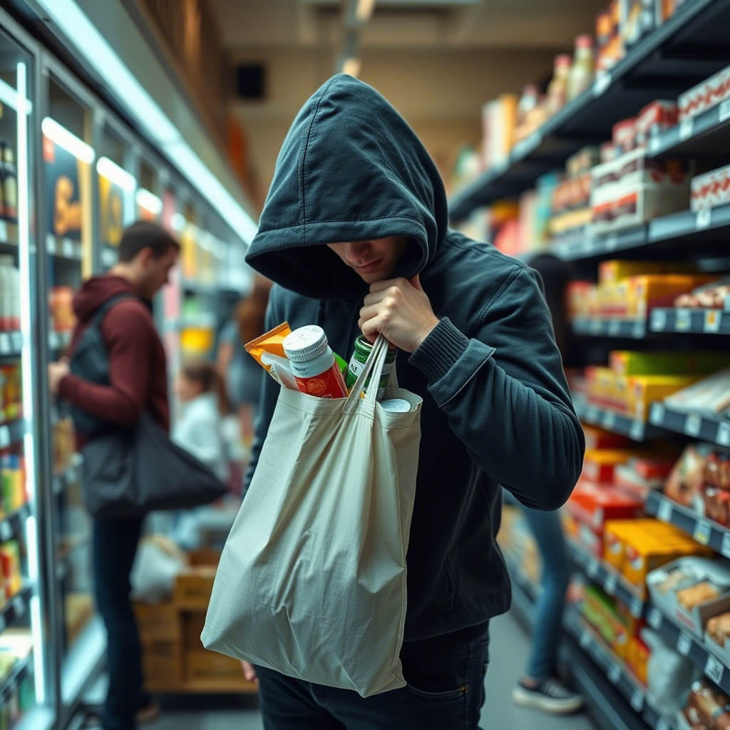    Магазинный вор. Изображение: ИИ