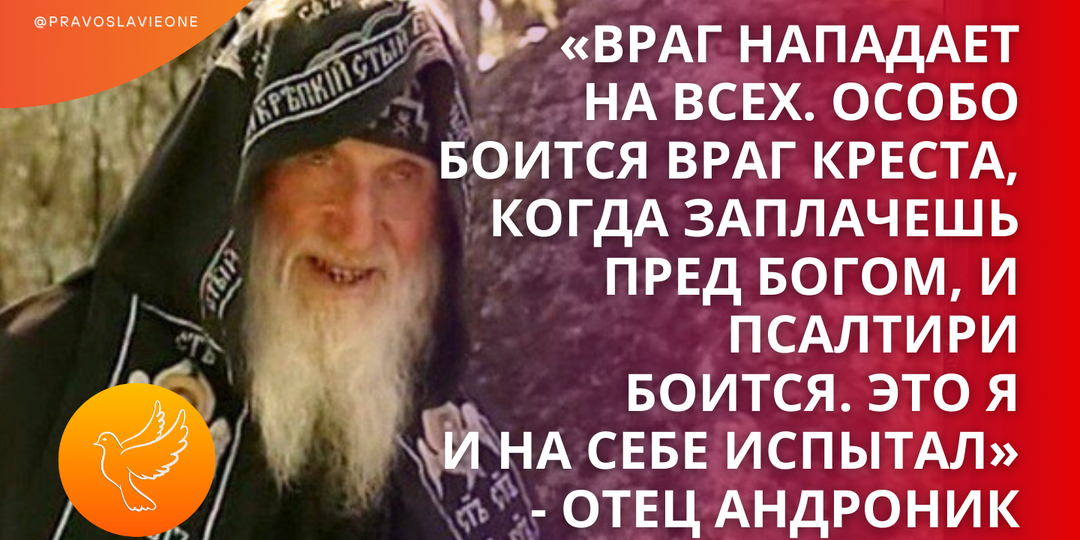 «Враг нападает на всех. Особо боится враг Креста, когда заплачешь пред Богом, и Псалтири боится. Это я и на себе испытал» - отец Андроник