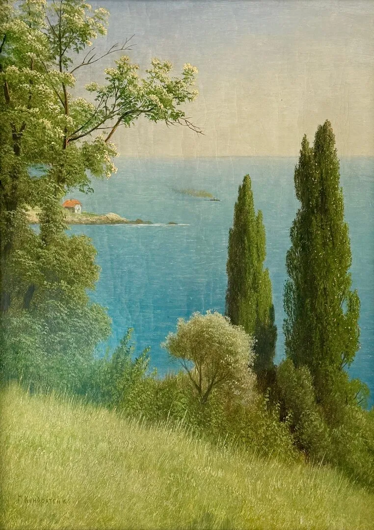 Г.П. Кондратенко  «Алупка. Вид из верхнего парка» Первая четверть ХХ века. 