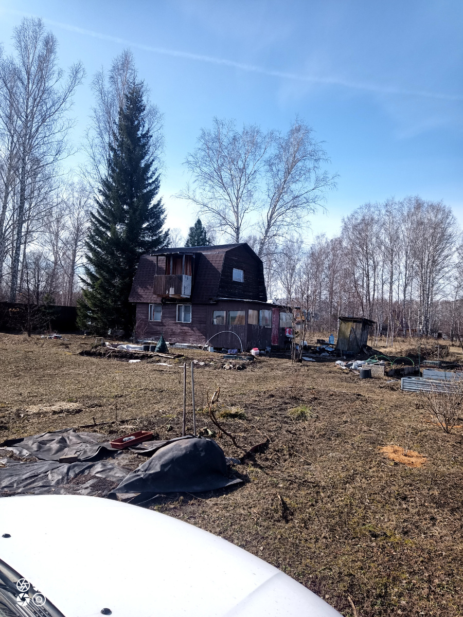 Цветник почищен, укрытия всё ещё стоят. Остатки снега твют.