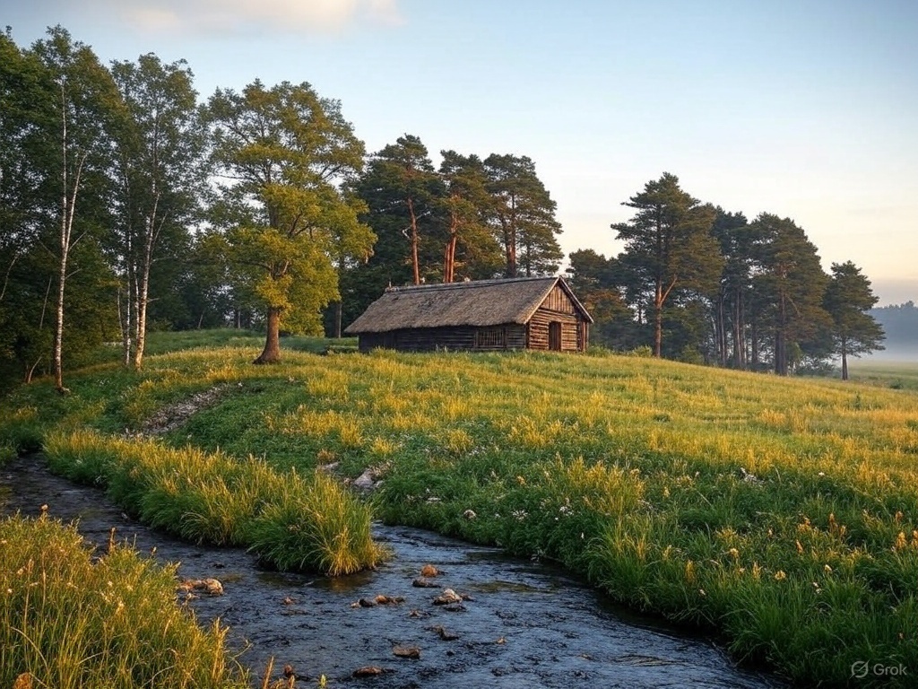 Идеальное место для загородной жизни по Тургеневу. Иллюстрация - Grok.