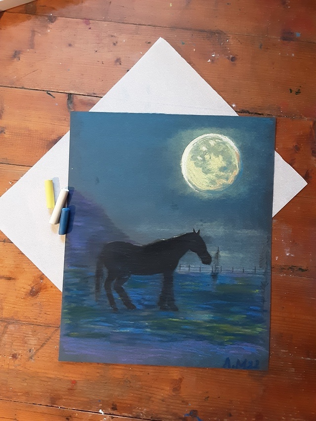 Марголина М.А сухая и масляная пастель. "Ночь"