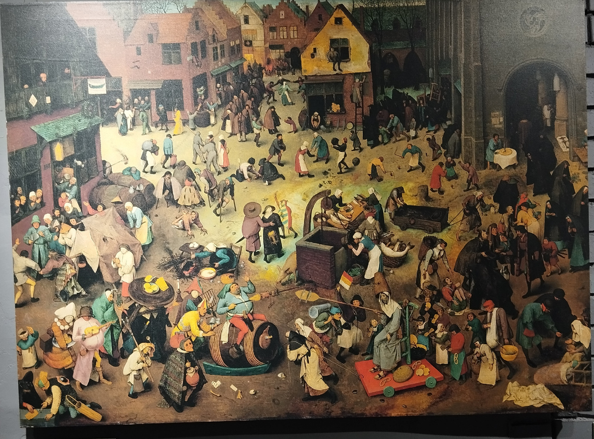 Питер Брейгель Старший. Битва Масленицы и Поста. 1559 г. Дерево, масло. 118×164,5 см. Музей истории искусств, Вена. ЗДЕСЬ и далее фото автора и(или) из личного архива автора, если не указано иначе.
