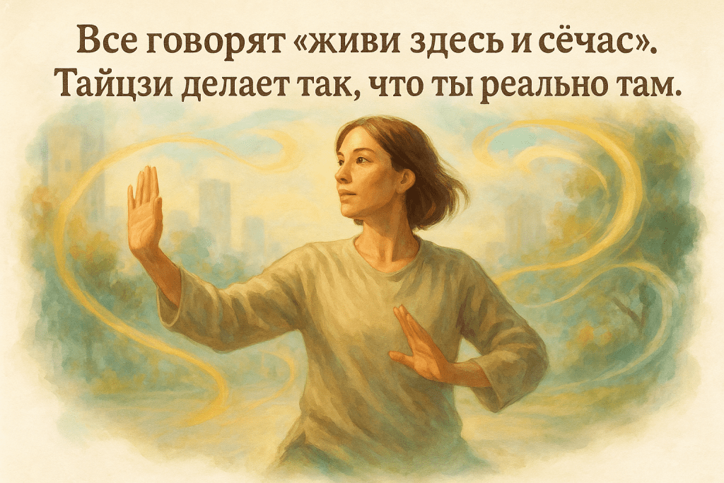    Все говорят “живи здесь и сейчас”. Тайцзи делает так, что ты реально там. Константин Мухин