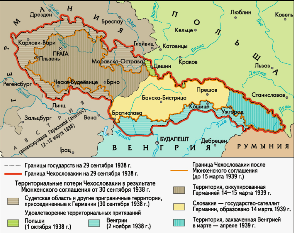 Раздел Чехословакии после Мюнхенской конференции (1938 г.)