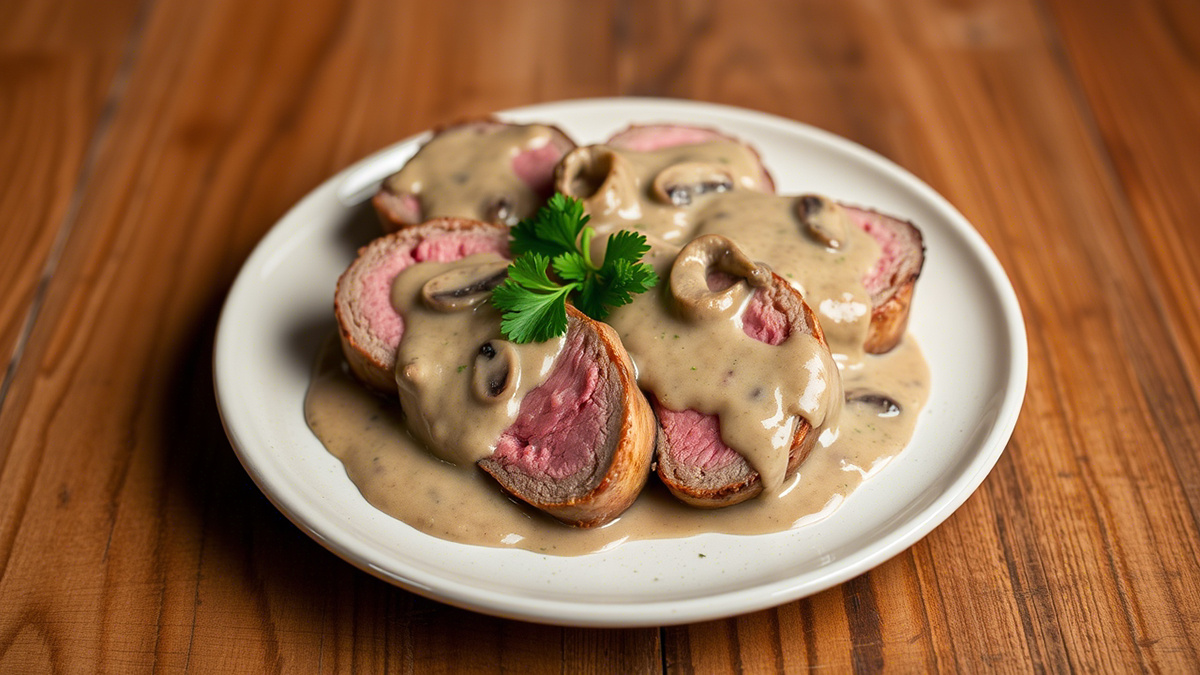 Говяжьи медальоны с грибным соусом