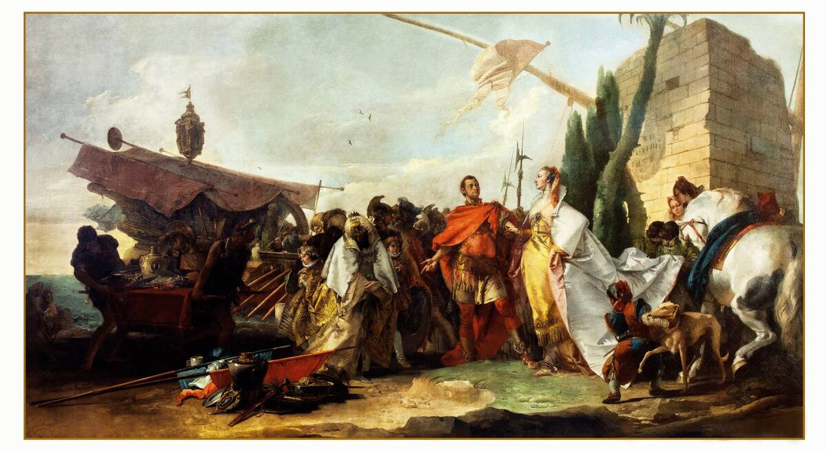 Изображение XVIII века встречи Цезаря и Клеопатры кисти художника Джованни Доменико Тьеполо. (Фото Fine Art Images/Heritage Images/Getty Images)