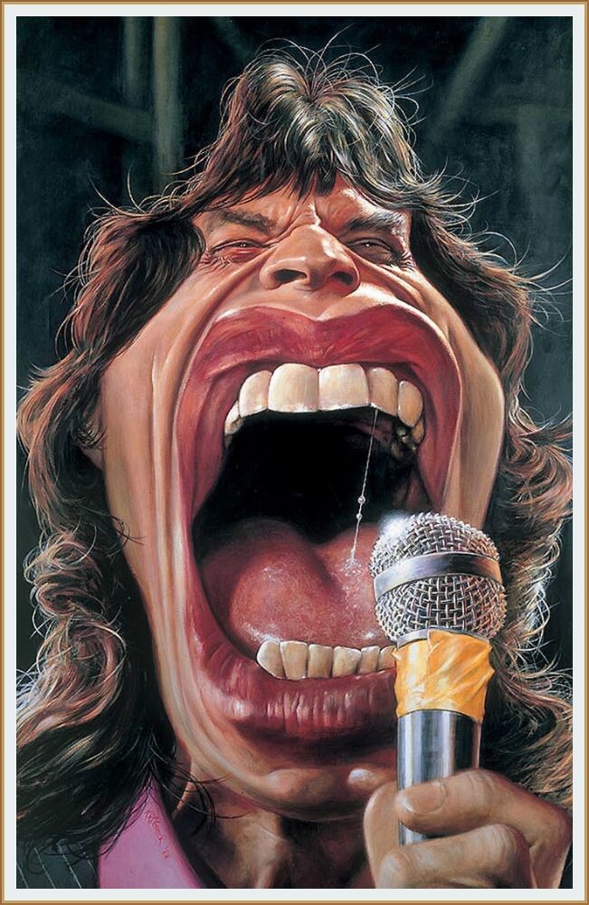 ШАРЖ ОТ СЕБАСТЬЯНА КРЮГЕРА / SEBASTIAN KRUGER НА ЛИДЕРА ГРУППЫ THE ROLLING STONES МИКА ДЖАГГЕРА 