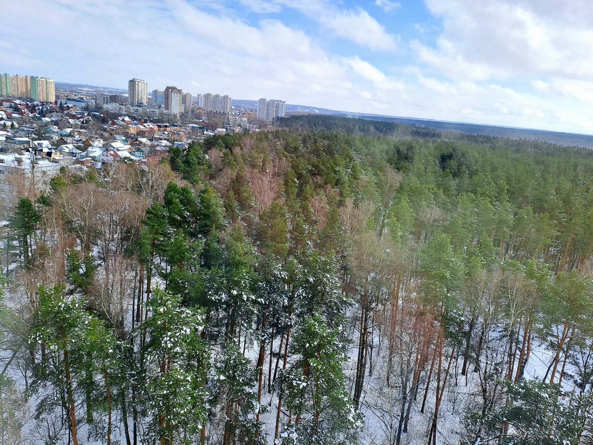 Вид на Октябрьский с 15-го этажа.