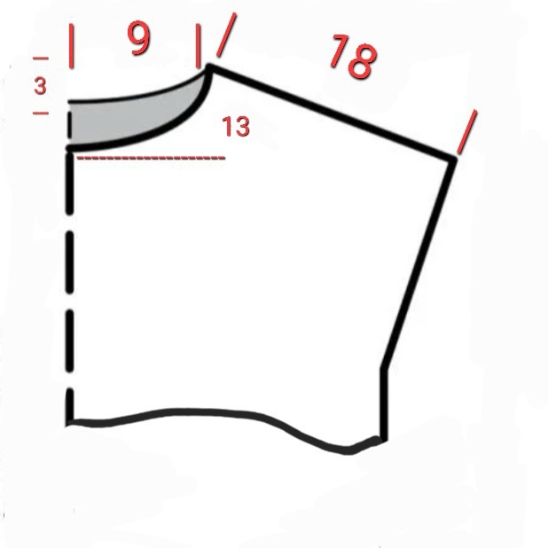 Размеры плеча и выреза горловины.