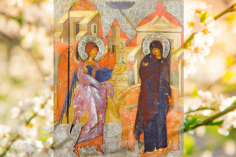 Византийская икона Благовещения XIV века, монастырь Ватопед, Святая Гора Афон