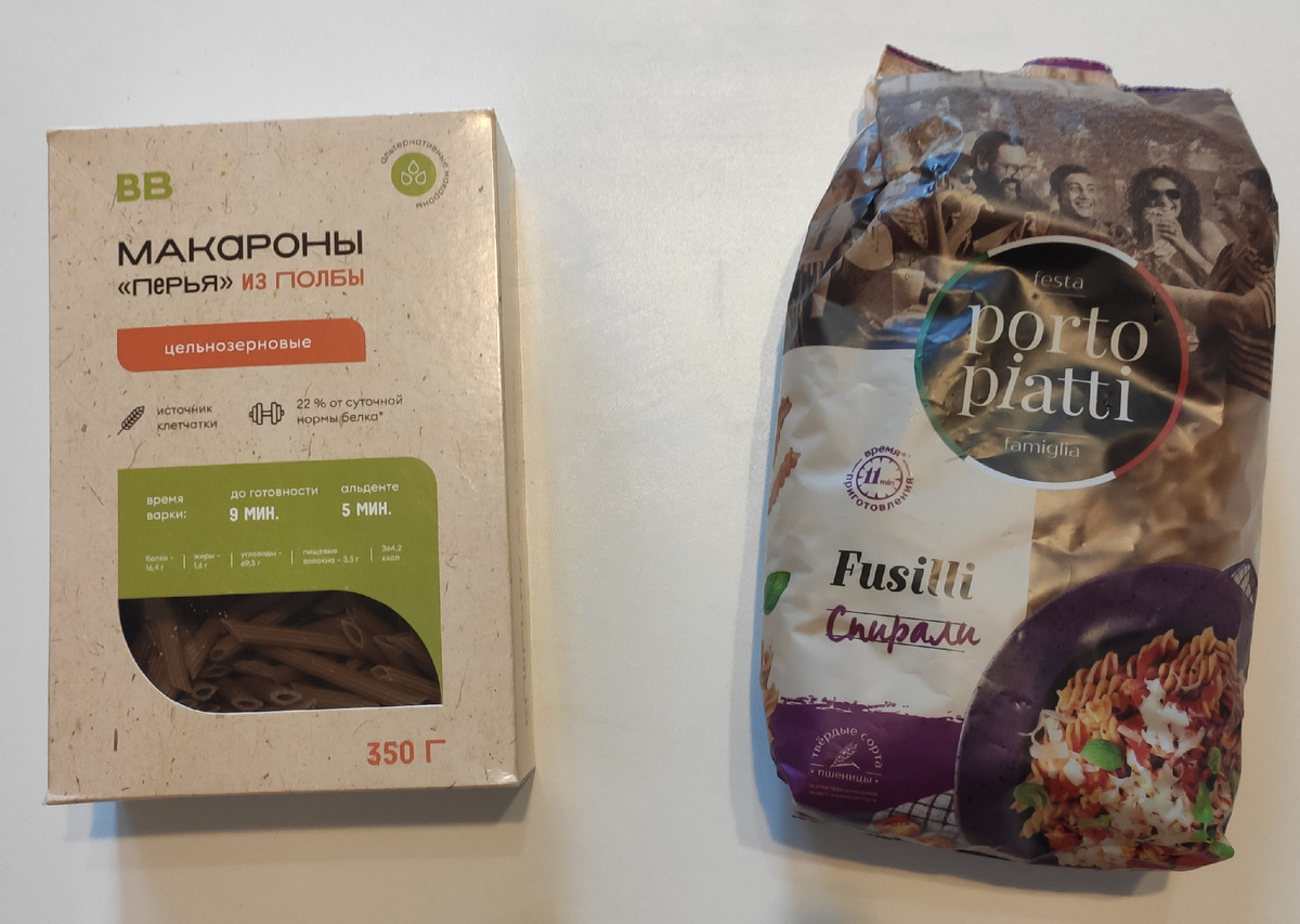 Перья из ВкусВилл и спиральки из Ленты