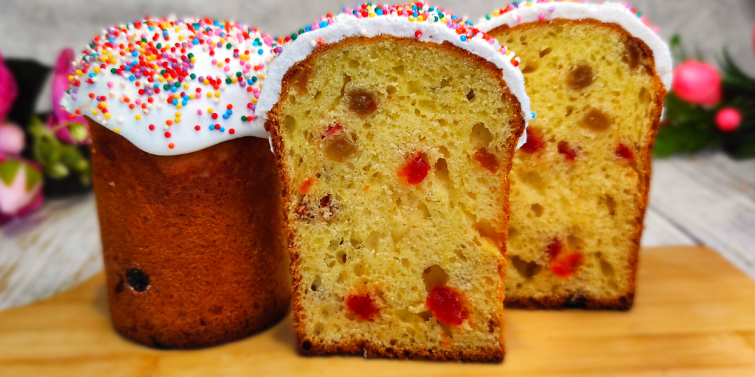 Кулич пасхальный без дрожжей. Вкусный творожный кулич за 1 час.