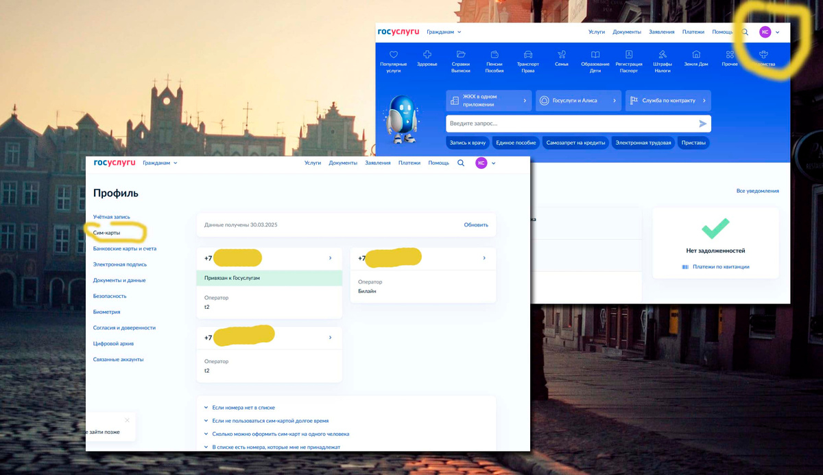 Проверяем зарегистрированные сим-карты на Госуслугах на компьютере