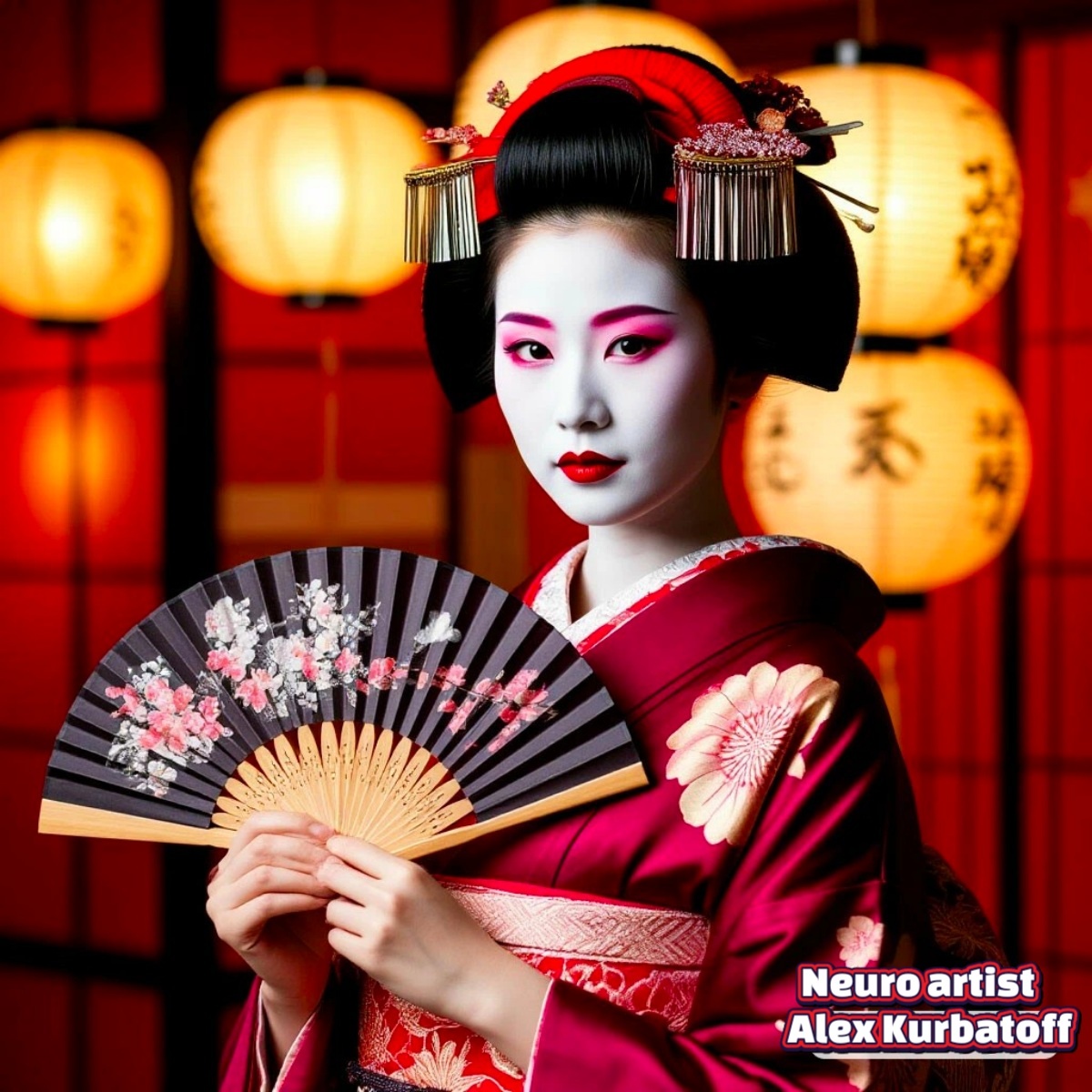 (Это классическая японская Гейша созданная мною в программе Нейро, с учётом истинных японских традиций.) 