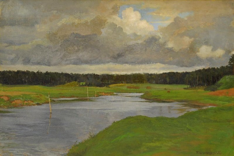 Б.В.Щербаков. Сороть летом. Михайловское. 1935. Государственный мемориальный историко-литературный и природно-ландшафтный музей-заповедник А.С. Пушкина "Михайловское".