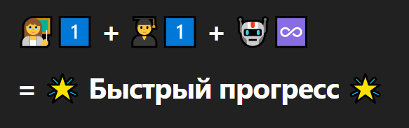 Формула Учитель + Студент + бесконечные возможности нейросети = быстрый прогресс