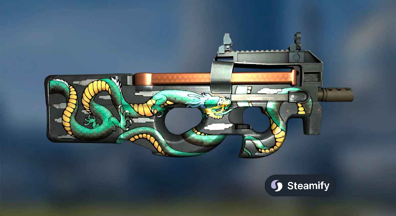P90 – не самое популярное оружие, но его фактура выглядит шикарно. Узоры с золотыми драконами на изумрудном фоне смотрятся круто как в новом состоянии, так и в поношенном. Этот скин сочетает стиль и доступность, оставаясь одним из самых ярких для P90.