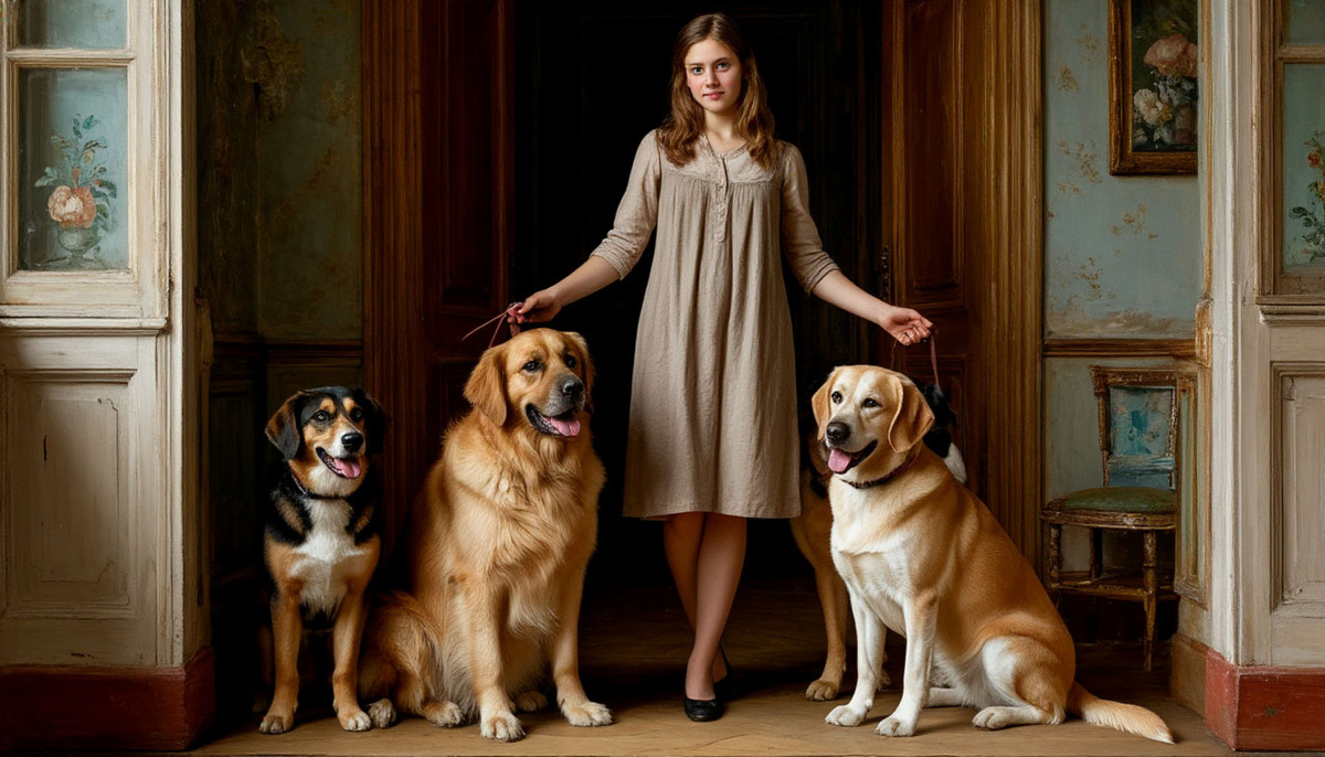 девушка с собаками