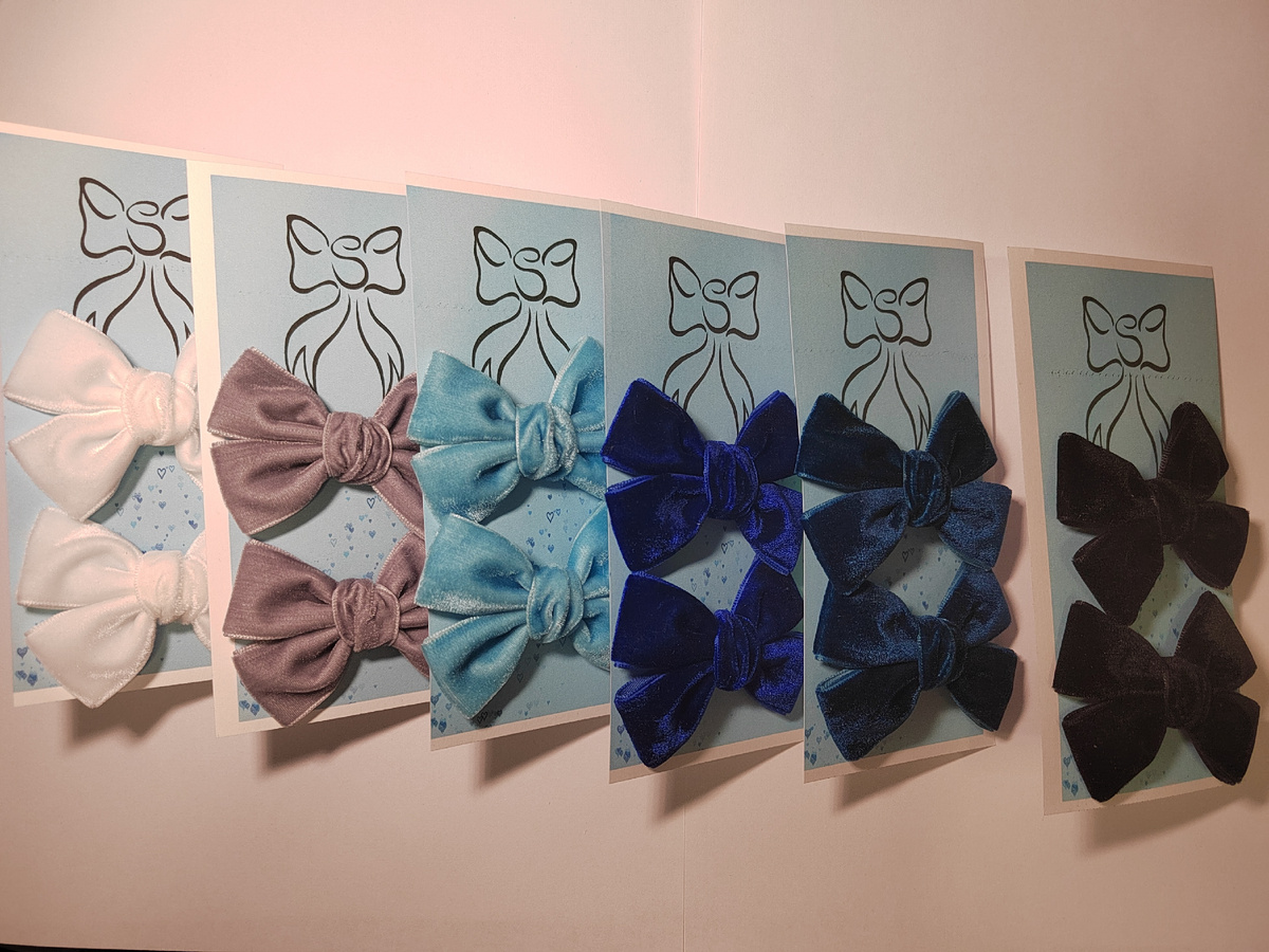 Бантики из бархатной ленты ручная работа