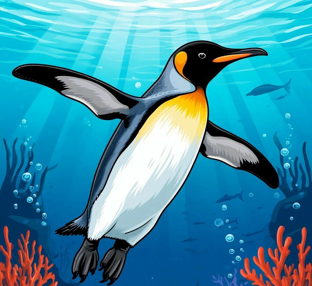 Пингвин под водой 