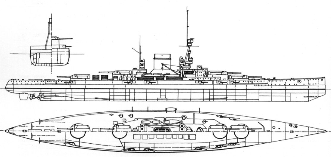 Линейный крейсер "Эрзац Йорк", проект, схема внешнего вида
