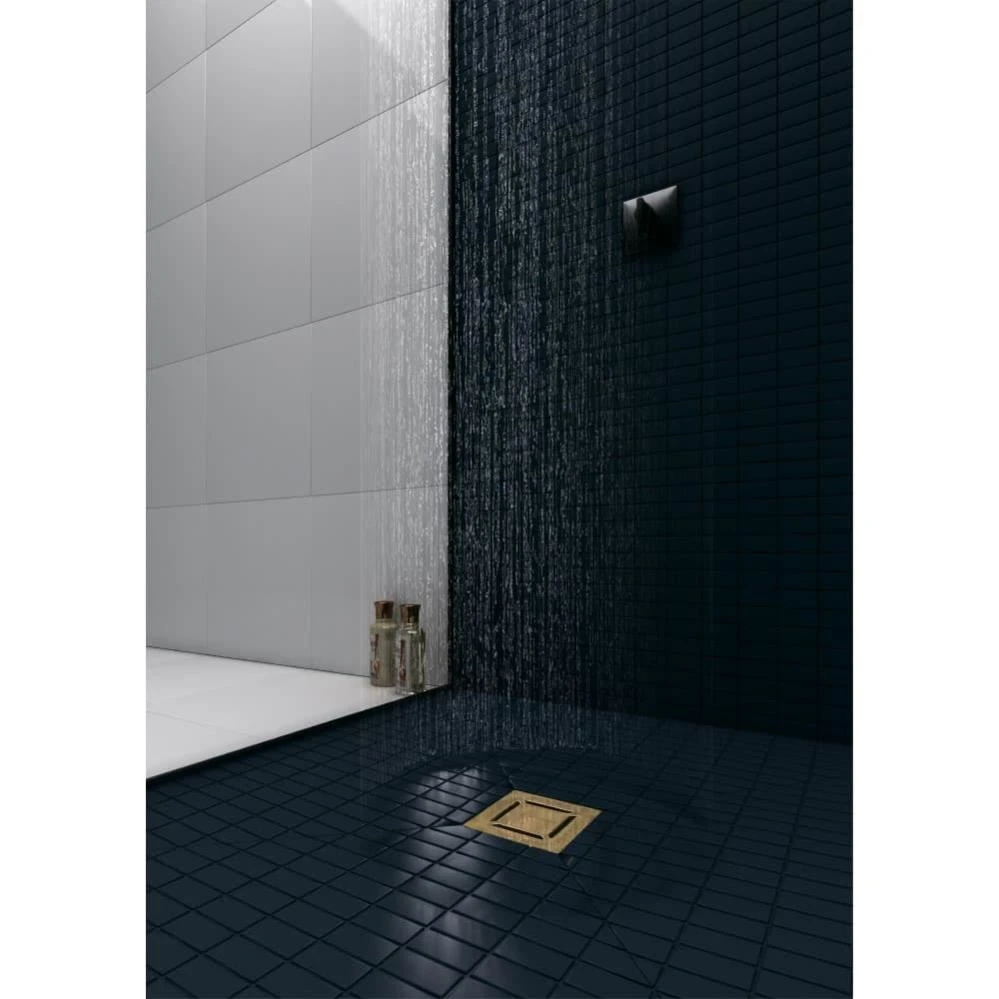 Душевой трап Berges Zentrum Norma 92363 15*15 боковой выпуск золото глянец