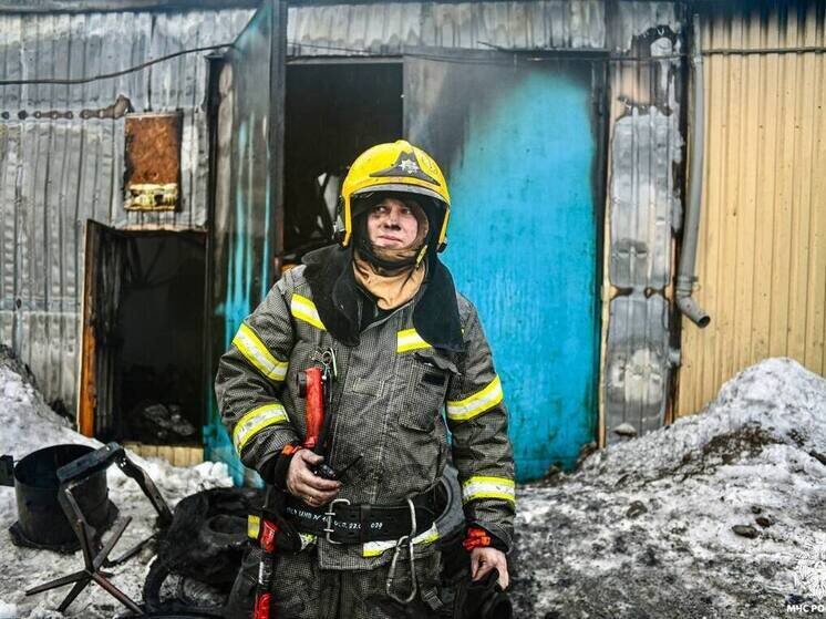     В Мурманске в результате пожара в гаражных боксах сгорели 9 гаражных боксов и 10 машин. Фото: пресс-служба МЧС России по Мурманской области.