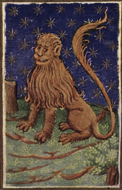 Лев, изображённый во французской «Книге часов», около 1432 года