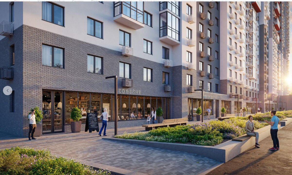 Первые этажи дома предусмотрены под коммерческие помещения 