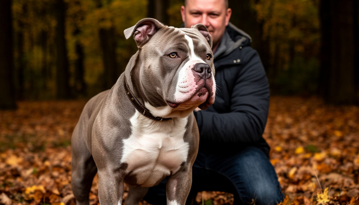 Американский булли с хозяином