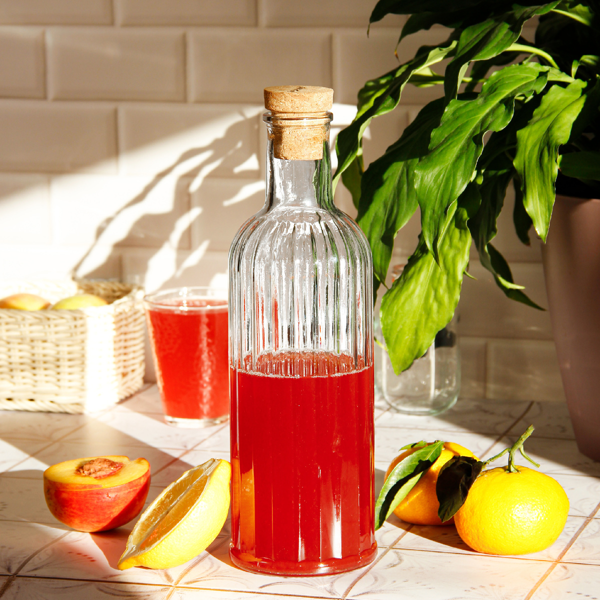 Бутылка Botella, на заднем плане слева направо: корзинка Costura, стакан Deli, емкость для специй Laurel