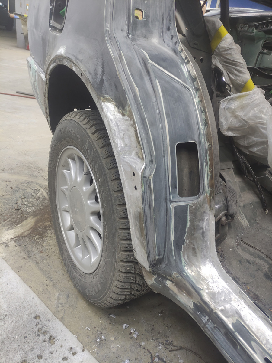 Сааб 9000 ремонт задней арки колеса и порога