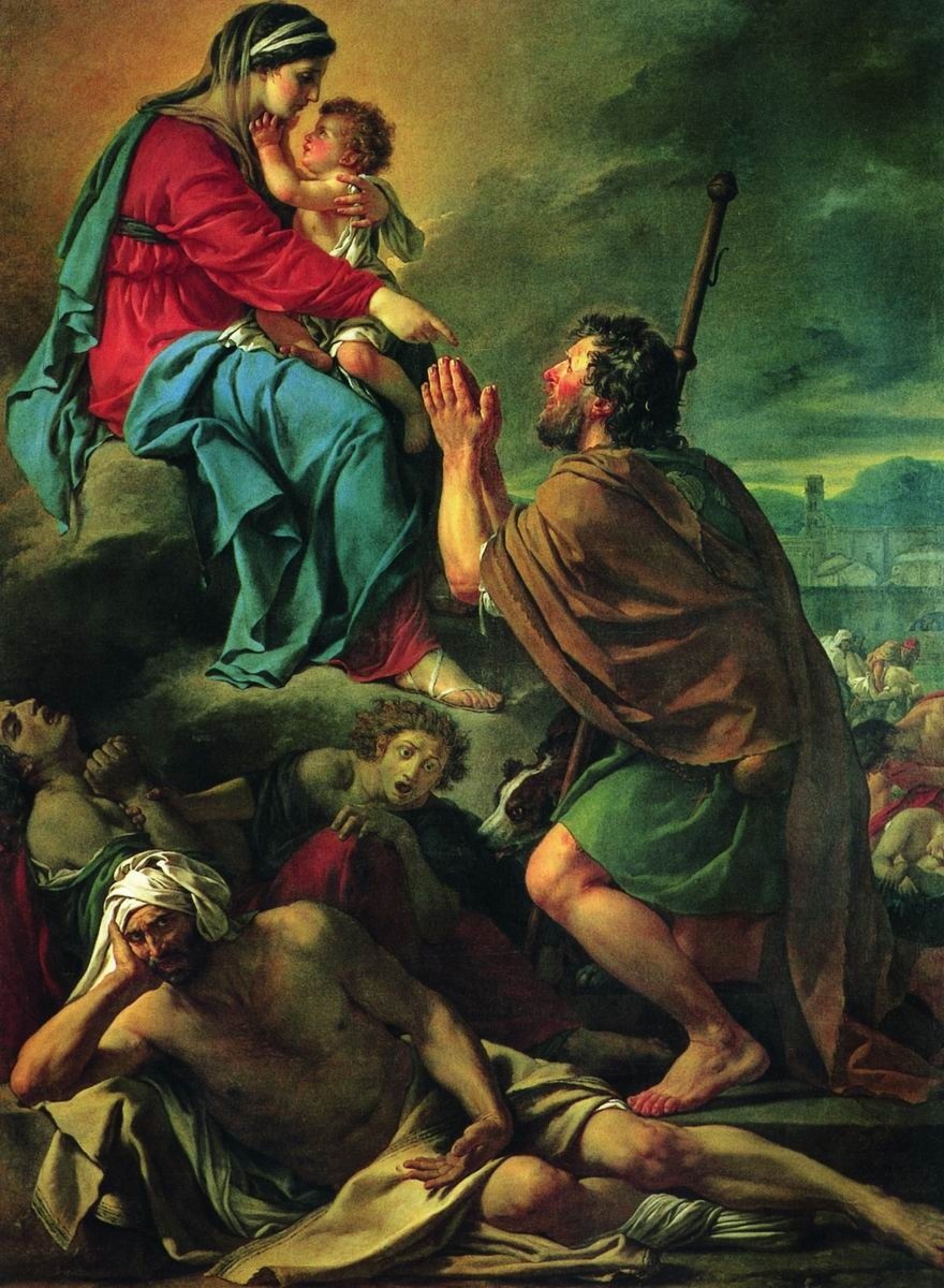 Святой Рох молится Деве Марии об исцелении зачумленных 