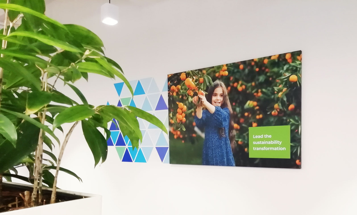 Иллюстрация из архива автора. Совмещение на стене постера на подрамнике и прямой печати на стене.