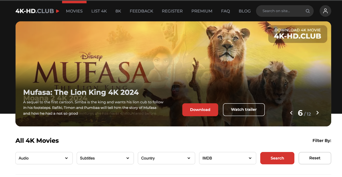 Нажав на Audio увидем список из языков