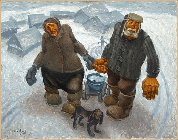 © Евгений Шибанов.  Старики. Холст, масло. 2000.