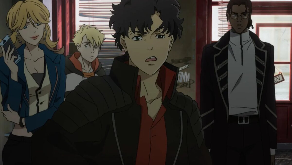 Вот они: слева направо. Кадр из аниме «Лазарь».    📷